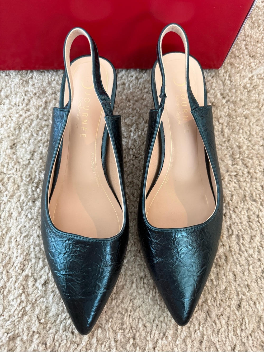 Journee Collection Emerlad Green Pointed Slingback Heels